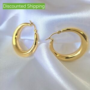 🏷18K Vintage Style Gold Hoop Earrings Gift Anniversary Birthday Mother's Easter